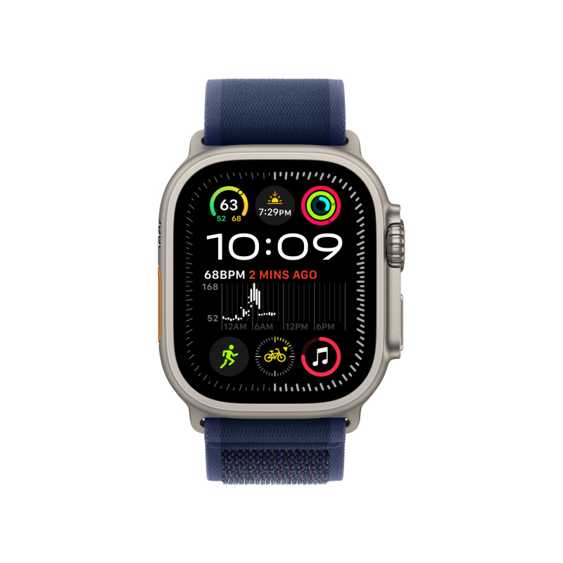 Apple Watch Ultra 2 GPS + Cellular, 49 мм, корпус из бежевого титана, ремешок Trail голубого цвета